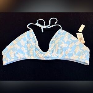 Madewell Light Blue and White Bikini Top